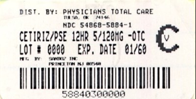 Cetirizine HCl And Pseudoephedrine HCl 5 mg And 120 mg Label (Package Label)